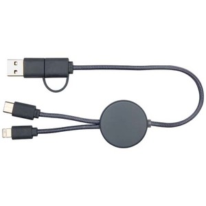 Fotografie k reklamnímu předmětu „Datový synchronizační a rychlonabíjecí 27W kabel 5 v 1 z recyklovaného plastu o délce 30 cm Citala“