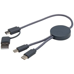 Fotografie k reklamnímu předmětu „Datový synchronizační a rychlonabíjecí 27W kabel 5 v 1 z recyklovaného plastu o délce 30 cm Citala“