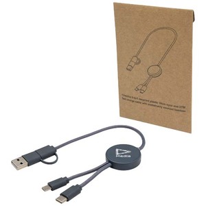 Fotografie k reklamnímu předmětu „Datový synchronizační a rychlonabíjecí 27W kabel 5 v 1 z recyklovaného plastu o délce 30 cm Citala“