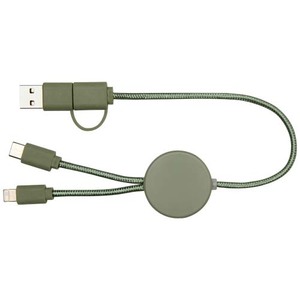 Fotografie k reklamnímu předmětu „Datový synchronizační a rychlonabíjecí 27W kabel 5 v 1 z recyklovaného plastu o délce 30 cm Citala“