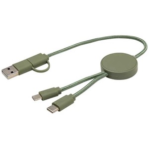 Fotografie k reklamnímu předmětu „Datový synchronizační a rychlonabíjecí 27W kabel 5 v 1 z recyklovaného plastu o délce 30 cm Citala“