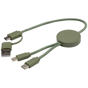 Fotografie k reklamnímu předmětu „Datový synchronizační a rychlonabíjecí 27W kabel 5 v 1 z recyklovaného plastu o délce 30 cm Citala“