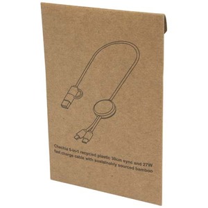Fotografie k reklamnímu předmětu „Datový synchronizační a rychlonabíjecí 27W kabel 5 v 1 z recyklovaného plastu o délce 30 cm Citala“