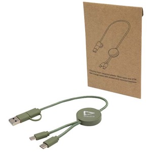 Fotografie k reklamnímu předmětu „Datový synchronizační a rychlonabíjecí 27W kabel 5 v 1 z recyklovaného plastu o délce 30 cm Citala“
