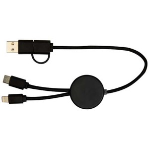 Fotografie k reklamnímu předmětu „Datový synchronizační a rychlonabíjecí 27W kabel 5 v 1 z recyklovaného plastu o délce 30 cm Citala“