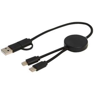 Fotografie k reklamnímu předmětu „Datový synchronizační a rychlonabíjecí 27W kabel 5 v 1 z recyklovaného plastu o délce 30 cm Citala“