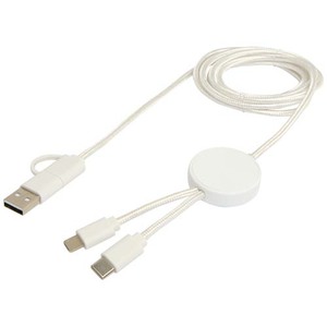 Fotografie k reklamnímu předmětu „Datový synchronizační a rychlonabíjecí 27W kabel 5 v 1 z recyklovaného plastu o délce 150 cm Citala“