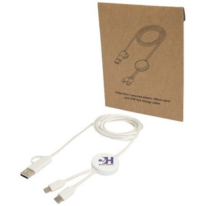 Fotografie k reklamnímu předmětu „Datový synchronizační a rychlonabíjecí 27W kabel 5 v 1 z recyklovaného plastu o délce 150 cm Citala“