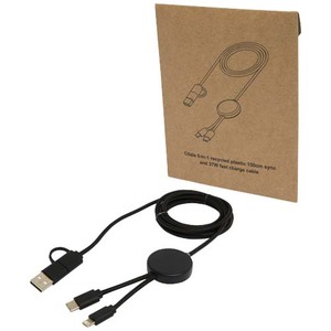 Fotografie reklamního předmětu „Datový synchronizační a rychlonabíjecí 27W kabel 5 v 1 z recyklovaného plastu o délce 150 cm Citala“