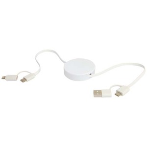 Fotografie k reklamnímu předmětu „Vysouvací datový synchronizační a rychlonabíjecí 40W kabel 5 v 1 z recyklovaného plastu o délce 90 cm Citala“