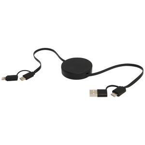 Fotografie k reklamnímu předmětu „Vysouvací datový synchronizační a rychlonabíjecí 40W kabel 5 v 1 z recyklovaného plastu o délce 90 cm Citala“
