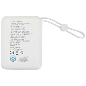 Fotografie k reklamnímu předmětu „Acrux powerbanka 10 000 mAh 35W pro tablet s integrovaným kabelem typu C – vyrobeno z recyklovaného plastu“