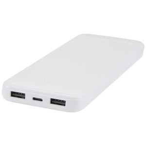 Fotografie k reklamnímu předmětu „Adhil powerbanka z recyklovaného plastu s kapacitou 10 000 mAh a výkonem 10 W se dvěma vestavěnými kabely“