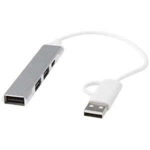 Fotografie reklamního předmětu „Alkaid 4portový USB-A a Type-C hub z recyklovaného hliníku s duálním vstupem“
