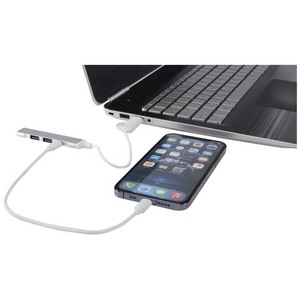 Fotografie k reklamnímu předmětu „Alkaid 4portový USB-A a Type-C hub z recyklovaného hliníku s duálním vstupem“