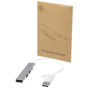 Fotografie k reklamnímu předmětu „Alkaid 4portový USB-A a Type-C hub z recyklovaného hliníku s duálním vstupem“