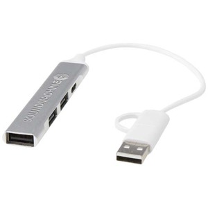 Fotografie k reklamnímu předmětu „Alkaid 4portový USB-A a Type-C hub z recyklovaného hliníku s duálním vstupem“