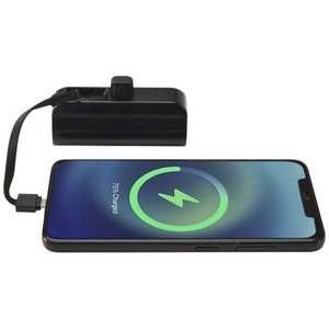 Fotografie k reklamnímu předmětu „Alnair powerbanka 5000 mAh 10W z recyklovaného plastu s konektorem typu C, výklopným stojánkem a kabelem 2 v 1“