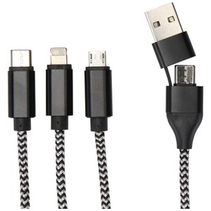 Fotografie k reklamnímu předmětu „Nabíjecí kabel Alphecca z recyklovaného hliníku a RPET, 5 v 1“