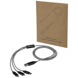 Fotografie k reklamnímu předmětu „Nabíjecí kabel Alphecca z recyklovaného hliníku a RPET, 5 v 1“