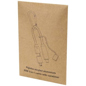 Fotografie k reklamnímu předmětu „Nabíjecí kabel Algieba 65 W 3 v 1 z recyklovaného hliníku s karabinou“
