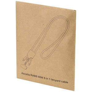 Fotografie k reklamnímu předmětu „Nabíjecí kabel Ion 65 W s poutkem z recyklovaného plastu, 5 v 1“