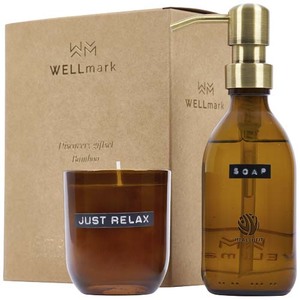 Fotografie k reklamnímu předmětu „Wellmark Discovery dávkovač mýdla na ruce 250ml a 150g sada vonných svíček – s vůní bambusu“