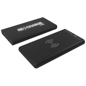 Fotografie k reklamnímu předmětu „Svítící pogumovaná bezdrátová powerbanka o kapacitě 10 000 mAh SCX.design P40“