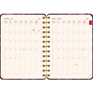 Fotografie k reklamnímu předmětu „NOTIQUE Spirálový 18měsíční diář Petito – Fialové květy 2025/2026, 13 x 18 cm“