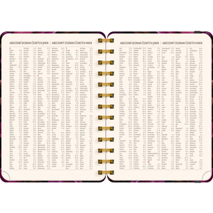 Fotografie k reklamnímu předmětu „NOTIQUE Spirálový 18měsíční diář Petito – Fialové květy 2025/2026, 13 x 18 cm“