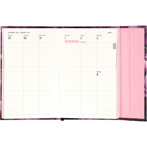 Fotografie k reklamnímu předmětu „NOTIQUE Týdenní magnetický diář Fialové květy 2026, 13 x 21 cm“