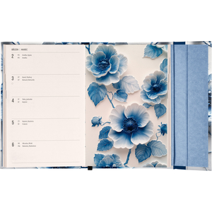 Fotografie k reklamnímu předmětu „NOTIQUE Týdenní magnetický diář Porcelánový květ 2026, 11 x 16 cm“