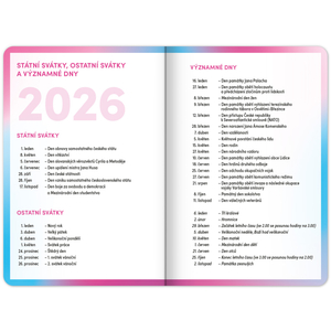 Fotografie k reklamnímu předmětu „NOTIQUE Školní diář Růžový (září 2025 – prosinec 2026), 9,8 x 14,5 cm“