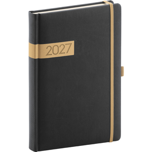 Fotografie reklamního předmětu „NOTIQUE Denní diář Twill 2027, černo-zlatý, 15 x 21 cm“