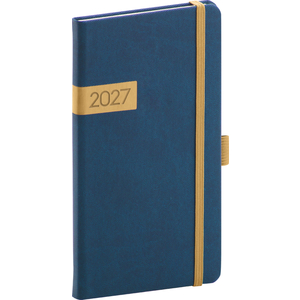 Fotografie reklamního předmětu „NOTIQUE Kapesní diář Twill 2027, modro-zlatý, 9 x 15,5 cm“