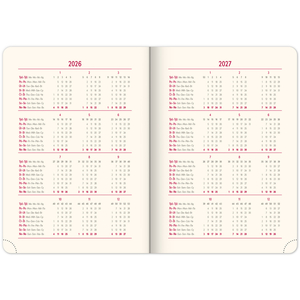 Fotografie k reklamnímu předmětu „NOTIQUE Týdenní diář Twill 2026, bordó-zlatý, 15 x 21 cm“