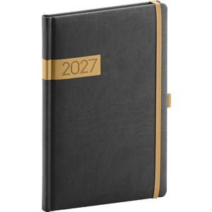 Fotografie reklamního předmětu „NOTIQUE Týdenní diář Twill 2027, černo-zlatý, 15 x 21 cm“