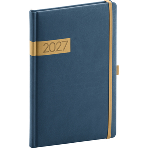 Fotografie reklamního předmětu „NOTIQUE Týdenní diář Twill 2027, modro-zlatý, 15 x 21 cm“