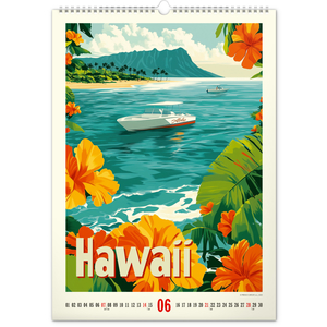 Fotografie k reklamnímu předmětu „NOTIQUE Nástěnný kalendář Vintage plakáty – tropické ráje 2026, 33 x 46 cm“