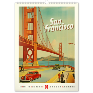 Fotografie k reklamnímu předmětu „NOTIQUE Nástěnný kalendář Vintage plakáty – světová města 2026, 33 x 46 cm“