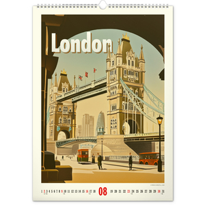 Fotografie k reklamnímu předmětu „NOTIQUE Nástěnný kalendář Vintage plakáty – světová města 2026, 33 x 46 cm“