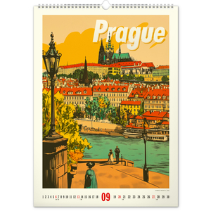 Fotografie k reklamnímu předmětu „NOTIQUE Nástěnný kalendář Vintage plakáty – světová města 2026, 33 x 46 cm“