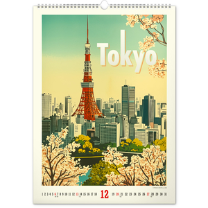 Fotografie k reklamnímu předmětu „NOTIQUE Nástěnný kalendář Vintage plakáty – světová města 2026, 33 x 46 cm“