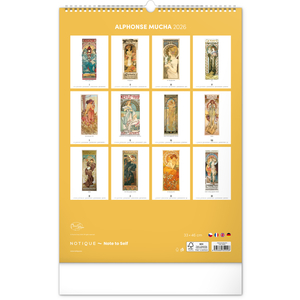 Fotografie k reklamnímu předmětu „NOTIQUE Nástěnný kalendář Alfons Mucha 2026, 33 x 46 cm“