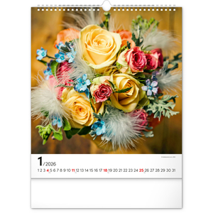 Fotografie k reklamnímu předmětu „NOTIQUE Nástěnný kalendář Květiny 2026, 30 x 34 cm“