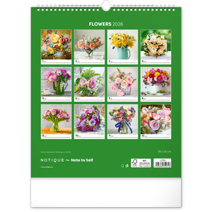 Fotografie k reklamnímu předmětu „NOTIQUE Nástěnný kalendář Květiny 2026, 30 x 34 cm“