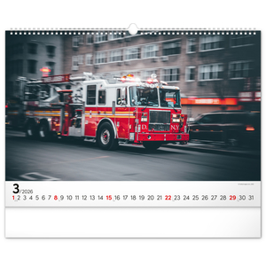 Fotografie k reklamnímu předmětu „NOTIQUE Nástěnný kalendář Hasičské vozy 2026, 48 x 33 cm“