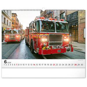 Fotografie k reklamnímu předmětu „NOTIQUE Nástěnný kalendář Hasičské vozy 2026, 48 x 33 cm“