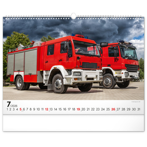 Fotografie k reklamnímu předmětu „NOTIQUE Nástěnný kalendář Hasičské vozy 2026, 48 x 33 cm“