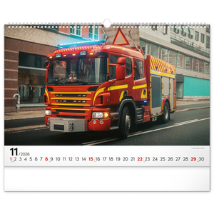 Fotografie k reklamnímu předmětu „NOTIQUE Nástěnný kalendář Hasičské vozy 2026, 48 x 33 cm“